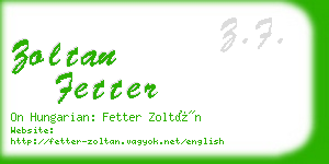 zoltan fetter business card